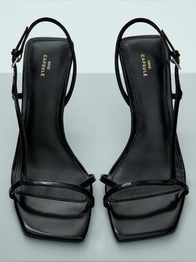 Mango Capsule  Black Minimalist Square-Toe leather heel